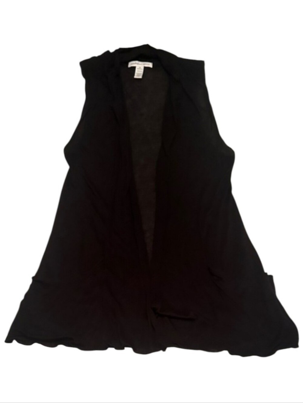Ambiance Apparel Black Sleeveless Open-Front Cardigan Vest Women's Size Medium